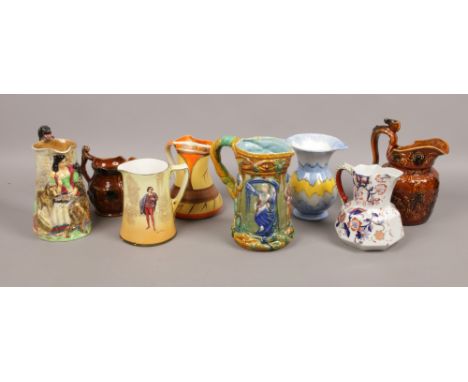 A collection of ceramic jugs to include Royal Doulton drip glaze, Myott &amp; Son etc.