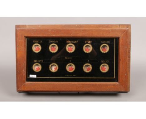 An Edwardian mahogany butlers call box by R. W. Walker Hull. (Length 46cm, Width 27cm, Depth 7.5cm).Condition report intended
