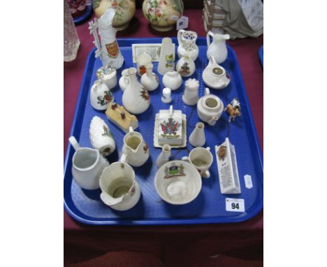 Goss Ware Ann Hathaway's Cottage, Goss  model of pine cone with Sheffield coat of arms, Carlton Ware tyg decorated  with the 