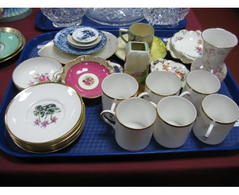 Royal Doulton Cup and Saucer, "Fox Hunting" printed on base, Royal Worcester coffee cans and saucers, with floral decoration,