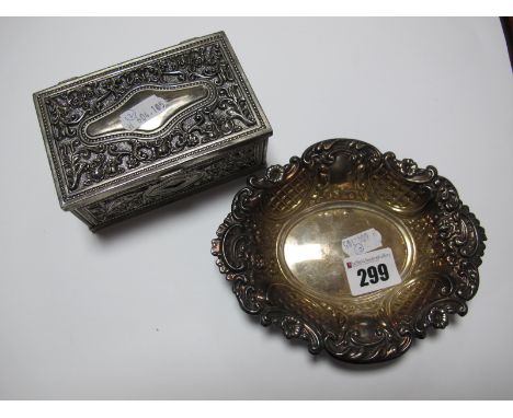 A Decorative Hallmarked Silver Dish, of shaped oval form; together with a trinket box. (2)