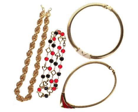 Branded 1980s Gold Plated Necklace Collection inc. Napier, Monet. There are a variety of sizes. Some areas of plate wear, all