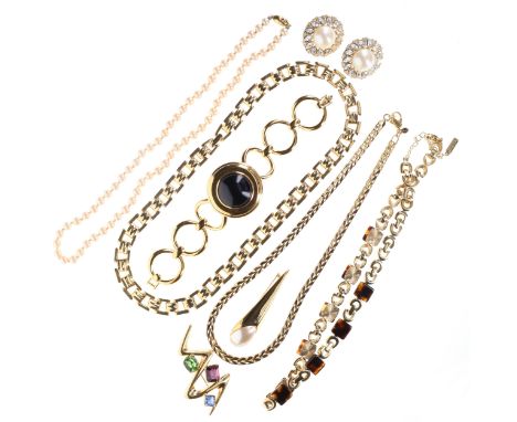 Monet and Napier Branded Gold Plated 1980s Jewellery Collection. There are a variety of sizes. All stones intact, some wear t