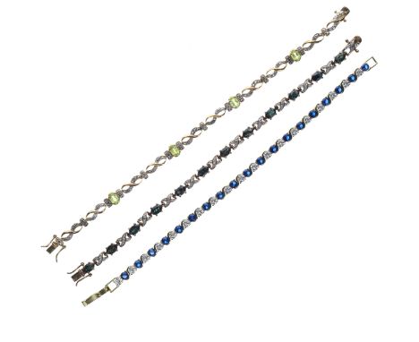Sterling Silver Tennis Bracelet Collection inc. Gold Tone, Gemstone. There are a variety of sizes. Each is stamped on or near