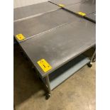 Nexel Work Tables, 48" X 24" X 34", stainless steel top, galvanized bottom shelf on casters (