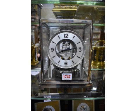 A rare&nbsp;Jaeger LeCoultre&nbsp;5845 Jubilee Atmos clock,&nbsp;No.411647, with original guarantee booklet and purchase rece
