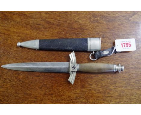 A German Third Reich NSFK dagger and scabbard by SMF. 