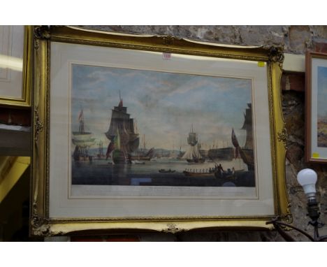 R Dodd, 'The Royal Dock-Yard at Portsmouth', colour lithograph, I.37.5 x 64cm.&nbsp; 