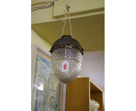 An old cut glass and brass mounted hall lantern,&nbsp;22cm high. 