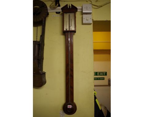 A George III mahogany stick barometer,&nbsp;the silvered dial inscribed 'D Ortelli, Marlborough'. 