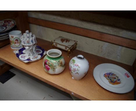 A small collection of pottery and porcelain,&nbsp;to include a Royal Worcester globular vase; and an unusual Dresden bud vase