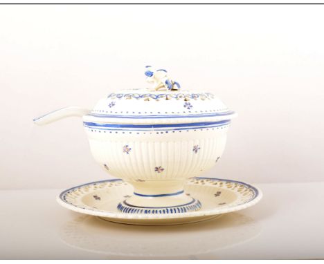 An English cream ware pedestal bowl, probably James & Charles Whitehead, Staffordshire, circa 1800, fluted bowl with a domed 
