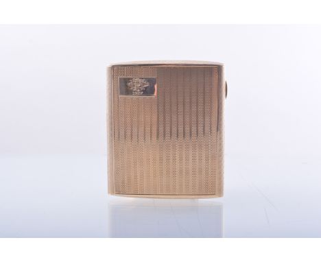 A 9ct hallmarked gold cigarette case, by Henry Matthews, Birmingham 1924, engine turned with engraved monogram, 65grms, 8.5cm