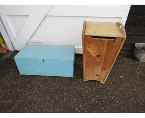 Painted wooden trunk and linen bin