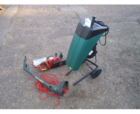 Electric garden shredder, strimmer and chainsaw