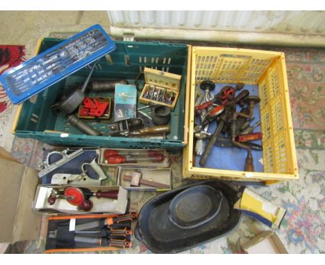 quantity of tools inc files, tap and die set, cast dishes