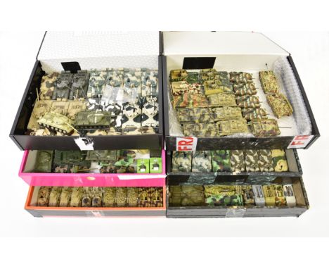 A large collection of completed model 1:72 scale diecast and plastic Tanks and Armoured Fighting vehicles, of varying types a