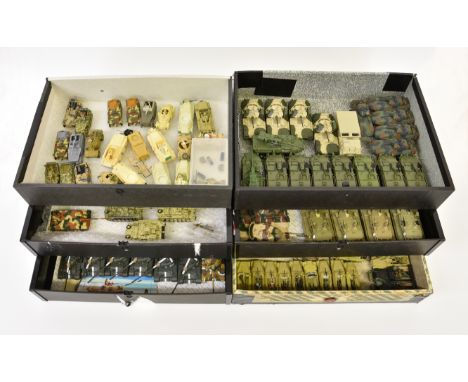 A large collection of completed model 1:72 scale diecast and plastic Tanks and Armoured Fighting vehicles, of varying types a