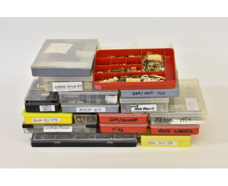 A large collection of assorted miniature military model figures / horses / weapons from various maker's / kits, plastic and c