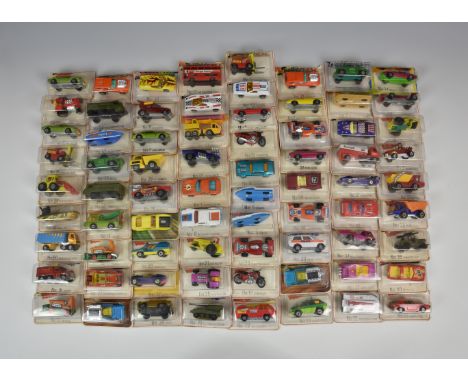 A collection of seventy three (73) Matchbox Superfast 75 blister pack series each sealed but with upper card section cut off,
