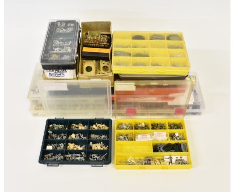 A large collection of assorted miniature military model figures, various maker's, plastic and cast metal, some mounted on pen