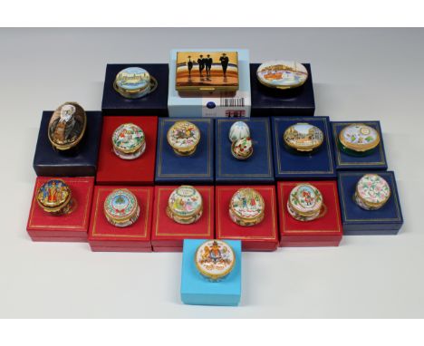 A collection of Halcyon Days &amp; Crummles Enamels comprising a Halcyon Days - "The Billy Boys"; The Channel Islands; regent