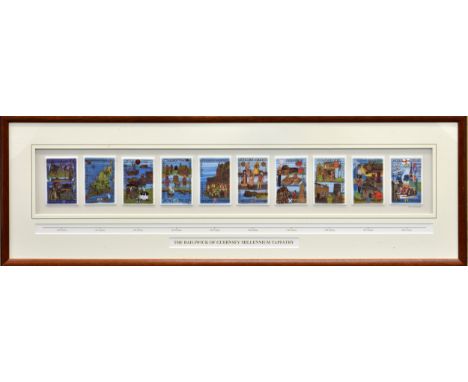 A limited edition 'The Bailwick of Guernsey Millennium Tapestry TIMELINE fine bone china framed display, limited edition numb