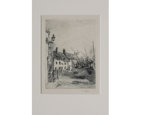 Percy Thomas (British, 1846-1922) Scarborough etching on laid paper with a watermark "SE &amp; Co 1817", signed in pencil low