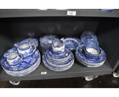 A quantity of Copeland Spode Italian pattern blue and white tableware, to include dinner plates, bowls, side plates, and sauc