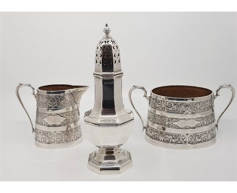 An Edwardian silver sugar caster of octagonal baluster form, by William Hutton &amp; Sons Ltd, assayed Birmingham 1906,&nbsp;
