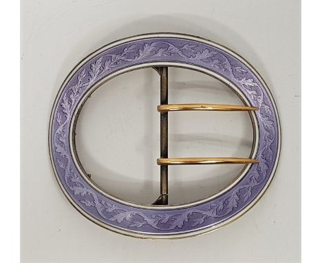 Attributed to Tiffany &amp; Co,&nbsp;an Edwardian&nbsp;silver gilt and enamel oval buckle, with precious yellow metal fasteni