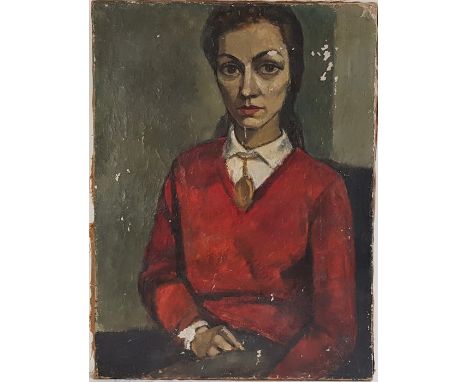 20th century continental school, "Portrait of a seated young lady", oil on canvas, indistinctly signed and inscribed "Paris 1