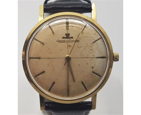 An 18ct. gold Jaeger le Coultre gentleman's wristwatch,&nbsp;manual movement, having signed circular dial with baton hour mar