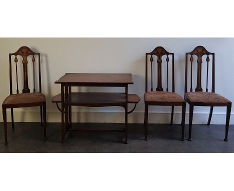 A Continental Art Nouveau mahogany occasional table in the style of Liberty,&nbsp; early 20th century, having rectangular top