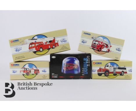 Collection of Corgi Classic Fire Service die cast models, includes AN13009 Dennis 1:50 Scale F125 Simon Snorkel SS263 Hydraul