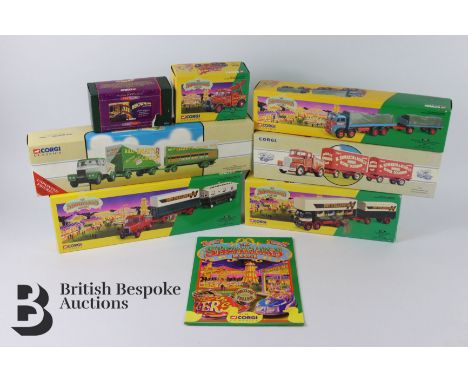 Large collection of Corgi Classics The Showmans Range, includes a Leyland Dodgem Truck &amp; Caravan Set 24801, ERF Dodgem Tr