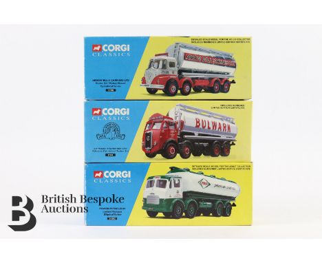 Corgi die-cast vehicles, 1:50 scale including 16302 Esso Scammell Highwayman &amp; Tanker Trailer Set, 13701 Arrow Bulk Carri