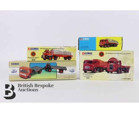 Collection of Corgi Classics British Road Services, includes 23001 Four Transcontinental Box Trailer in tissue guard, 10101 E