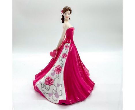 Bone china that is part of the Ladies Of Fashion. Depicts lady in a cerise pink strapless gown with floral patterns on sides;