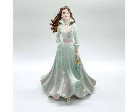 Bone china that is part of the Ladies Of Fashion. Depicts lady in a stunning soft pink and mint green collar gown with matchi