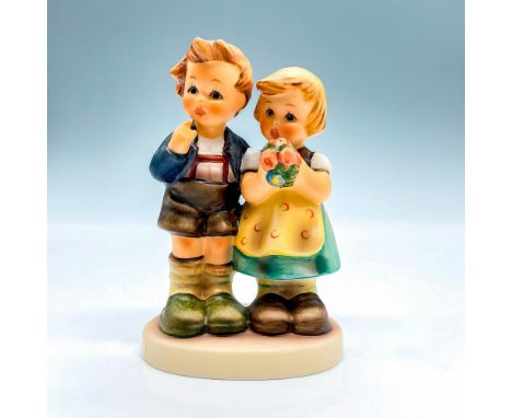Hand painted porcelain piece in a matte finish. Goebel backstamp. Impressed M. I. Hummel to base. This item has its original 