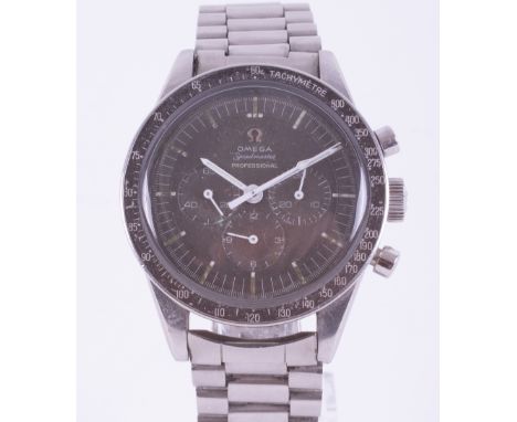 Omega Speedmaster Professional, manual wind chronograph, the black dial with three subsidiary dials, cased diameter 40mm, on 