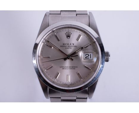 Rolex, a gents Oyster Perpetual chronometer date wristwatch, with oyster steel bracelet, silver baton dial, model number 1520