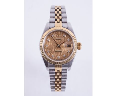 Rolex, an 18ct yellow gold & stainless steel ladies Rolex Datejust automatic wristwatch, 79173, with gold fluted bezel, jubil