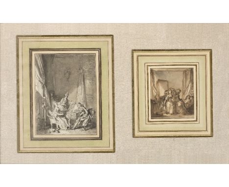 Sigmund Freudenberger, Swiss 1745-1801- Musical Diversion; and Le Lever; the first black chalk, pen and black ink and grey wa