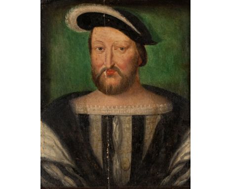 Circle of Claude Corneille de Lyon,  Dutch / French 1500-1575- Portrait of King Francis I of France, bust-length, wearing a f