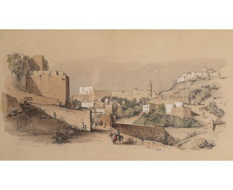 Alfred de Courville, French, d.1875- The Port of Oran, Algeria; and The Port of Sidi Ferruch; each pencil and watercolour hei