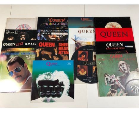 15 QUEEN/FREDDIE MERCURY LPs/12" including:  Night At The Opera, Queen II, Live Killers, Mr. Bad Guy, Kind Of Magic, Live Mag