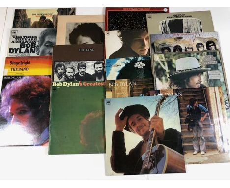 16 BOB DYLAN/THE BAND LPs including: The Freewheelin', Times They Are A Changin', At Budokan, Stage Fright, The Band, Before 
