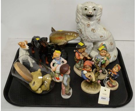 Selection of decorative ceramic figures, including: Beswick figure of a trout, no.1032; Just Cats &amp; Friends figure of a d